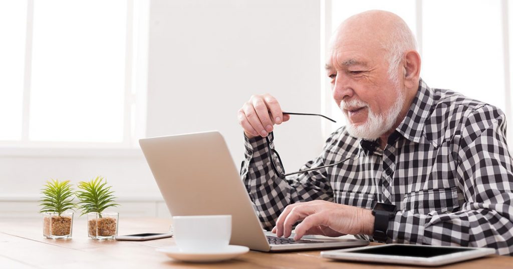 An elderly gentleman takes steps to protect himself online.