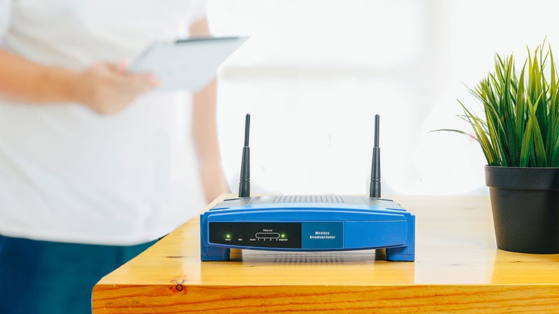 Wireless router on counter