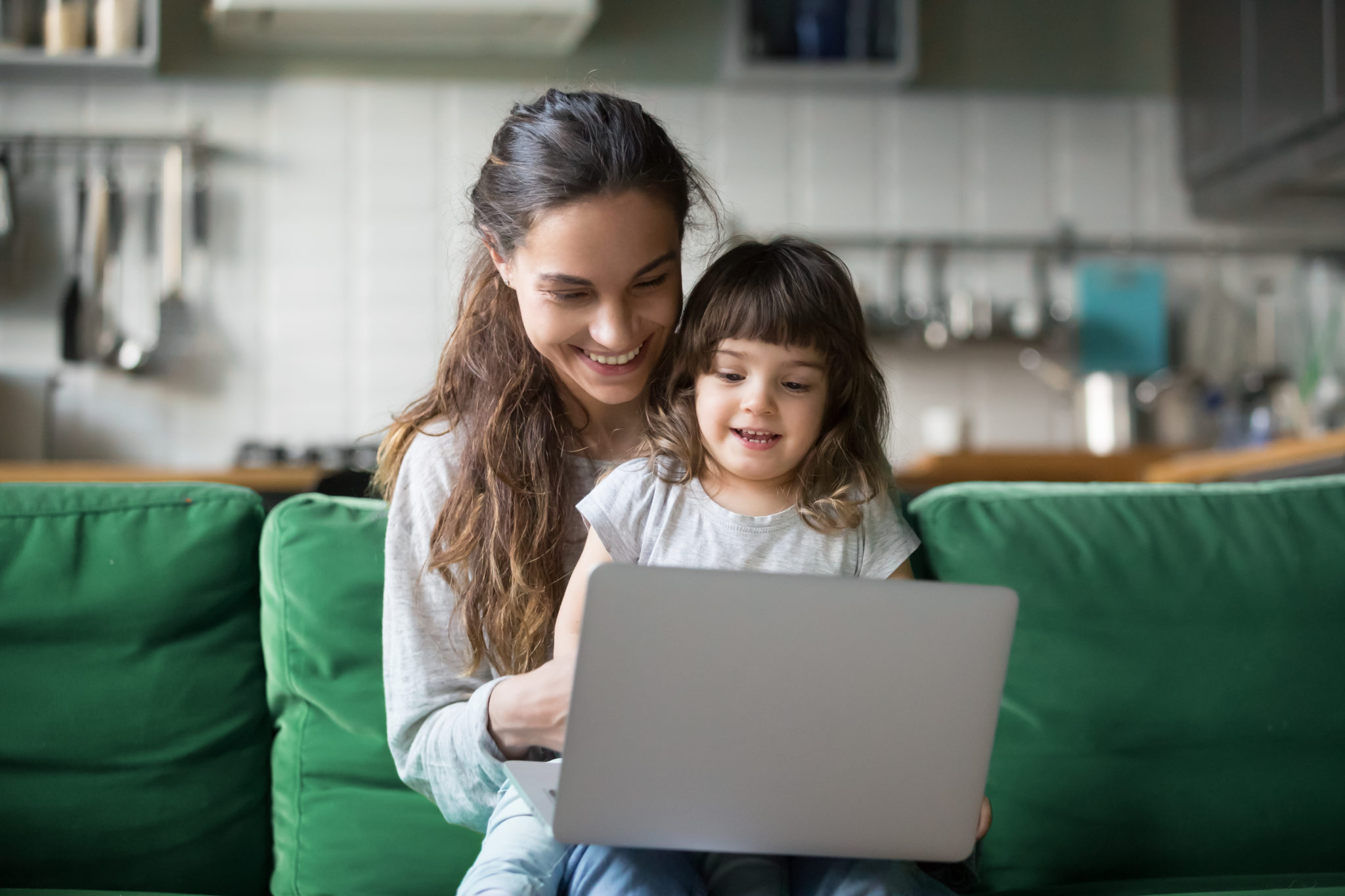 Daughter watches mom